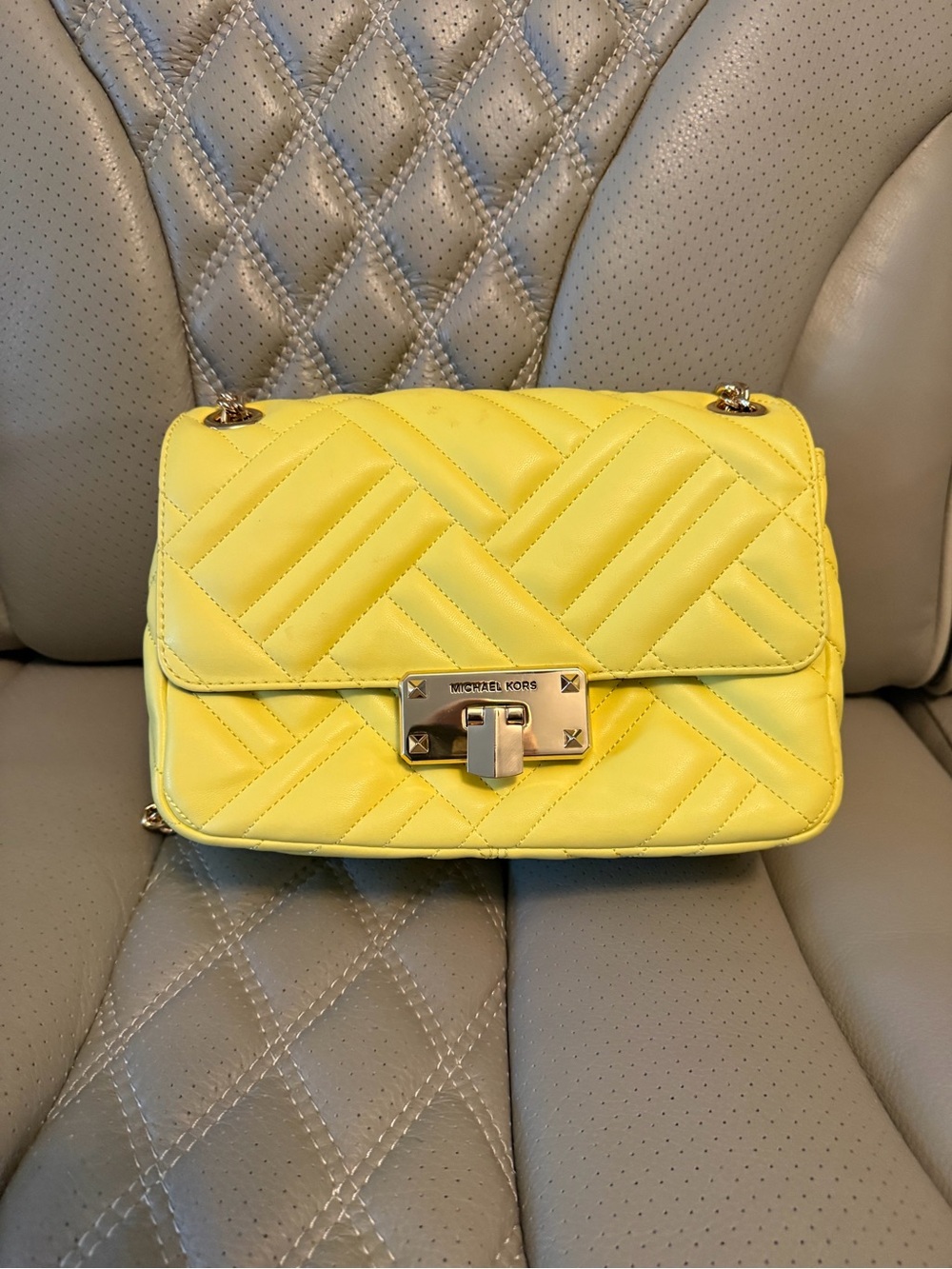 Michael Kors Bright Yellow Quilted Crossbody Bag
